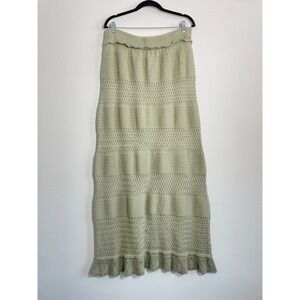 Djerf Avenue Sorella Skirt Women XXL Green Boho Ruffle Maxi Festive Cottagecore